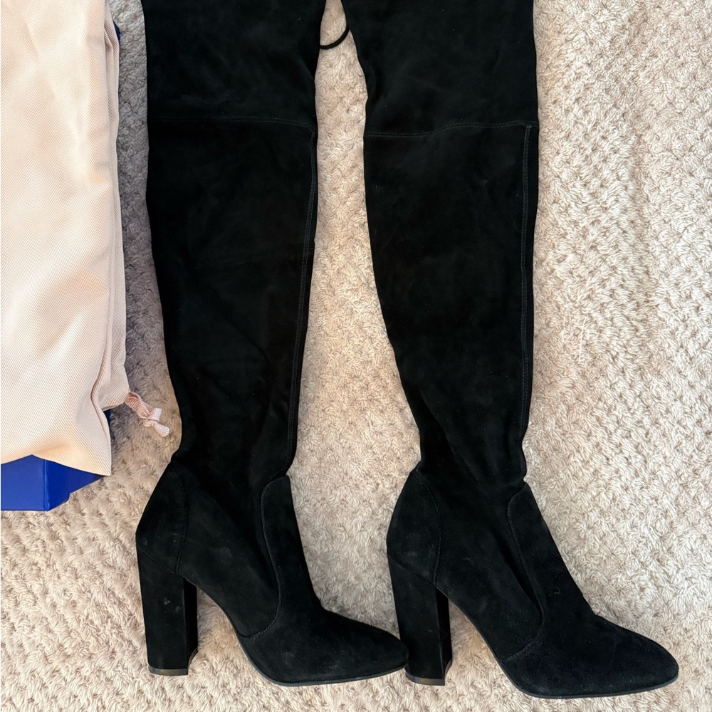 Stuart Weitzman Ariana 100 City Boot Black Suede Over-the-Knee Boots Size 5B